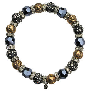 【送料無料】ブレスレット　アクセサリ―　ストレッチブレスレットアンティークkirks folly be still my heart crystal stretch bracelet antique goldtone