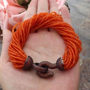 【送料無料】ブレスレット　アクセサリ―　オレンジブレスレットクラスプge062310 8 20 strands orange jade bracelet cz clasp