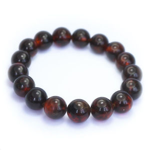 【送料無料】ブレスレット　アクセサリ―　ラウンドビーズバルトブレスレットround beads baltic amber bracelet 15 gr cherry