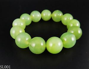 【送料無料】ブレスレット　アクセサリ―　ナチュラルグレードヒスイブレスレットビード100 natural grade a chinese nephrite jade bracelet no treatment 15mm bead sl001