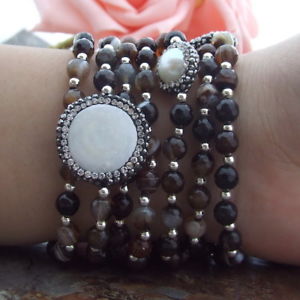 【送料無料】ブレスレット　アクセサリ―　ストランドコインパールメノウブレスレットh061312 7strands 8 coin pearl agate bracelet