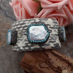 【送料無料】ブレスレット　アクセサリ―　パールブレスレットge062111 18x23mm27x28mm white keshi pearl cz bracelet
