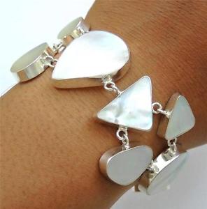 【送料無料】ブレスレット　アクセサリ―　925スターリングブレスレットsc074natural mother of pearl shell 925 sterling silver bracelet women jewelry sc074