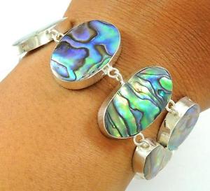 【送料無料】ブレスレット アクセサリ― アワビシェル925スターリングチェーンブレスレットsf054natural abalone shell 925 sterling silver chain bracelet women jewelry sf054