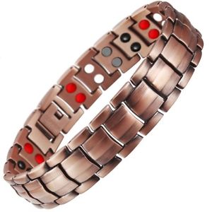 【送料無料】ブレスレット　アクセサリ―　メンズブレスレットdouble strength 4 elements mens pure copper magnetic therapy bracelet arthritis