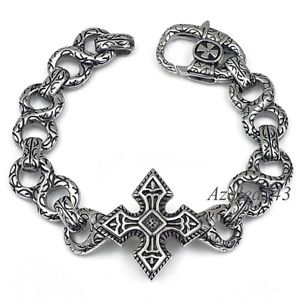 【送料無料】ブレスレット　アクセサリ―　316ポンドステンレスリンクブレスレット89シルバークロ235cmmens silver cross 316l stainless steel link bracelet 89 inch 235cm