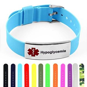 【送料無料】ブレスレット　アクセサリ―　シリコンポリッシュスチールタグブレスレットidtagged silicone medical alert hypoglycemia polished steel tag id bracelet
