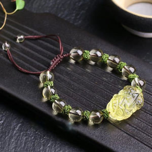 【送料無料】ブレスレット　アクセサリ―　シトリンラウンドビーズブレスレットnatural citrine quartz crystal round beads gragon pi xiu woman bracelet 10mm aaa