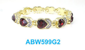 【送料無料】ブレスレット　アクセサリ―　ダークレッドリンクハイパワーブレスレットdark red heart crystals women gold plated link high power magnetic bracelet