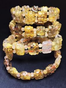 【送料無料】ブレスレット　アクセサリ―　14*11￣18*13mmルチルチタンブレスレット14*11~18*13mm natural gold rutilated quartz titanium stretch crystal bracelet