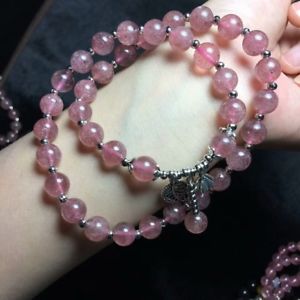 【送料無料】ブレスレット アクセサリ― ストロベリーラウンドビーズブレスレットnatural ice red strawberry quartz crystal round beads bracelet 86mm aaa