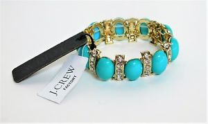 【送料無料】ブレスレット　アクセサリ―　ラインストーンストレッチブレスレットターコイズゴールドクリアnwt j crew rhinestone stretch bracelet turquoise, gold, clear