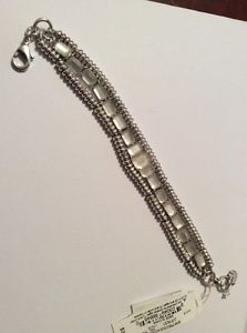 【送料無料】ブレスレット　アクセサリ―　ドルラッキーブランドシルバートーンリンクブレスレット＃