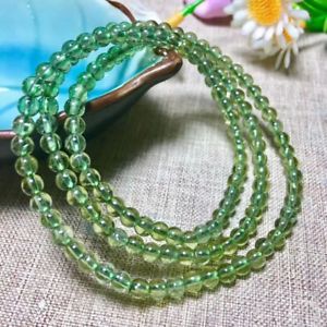 【送料無料】ブレスレット　アクセサリ―　リチウムブレスレットラウンドビーズ3rows natural green lithium ash bracelet gemstone round beads 454mm aaa