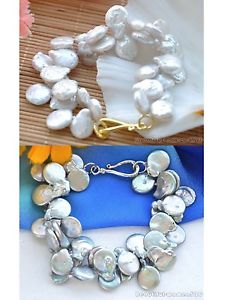 【送料無料】ブレスレット　アクセサリ―　x0366 2row 8 16mmcoin freshwater culturedx0366 2row 8 16mm coin freshwater cultured pearl bracelet