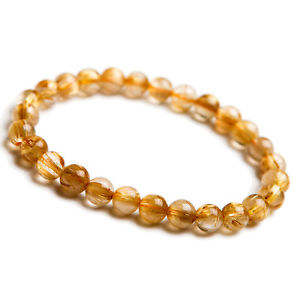 【送料無料】ブレスレット　アクセサリ―　ゴールドルチルブレスレット7mmaaagenuine natural gold rutilated quartz crystal round beads bracelet 7mm aaa