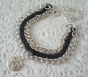 【送料無料】ブレスレット　アクセサリ―　チェーンブレスレットゴシックpentacle chain bracelet, wiccan pagan wicca witch witchcraft gothic pentagram
