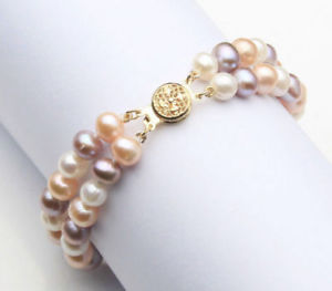 【送料無料】ブレスレット　アクセサリ―　パールブレスレットｋゴールドクラスプ2 row aaa 89mm south sea multicolor pearl bracelet 14k gold clasp 758