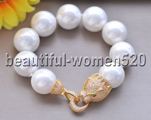 【送料無料】ブレスレット　アクセサリ―　ホワイトサウスシーシェルパールブレスレットクーガーインチz8662 20mm white south sea shell pearl bracelet cougar cz 8inch