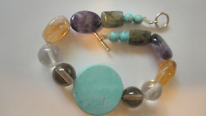 【送料無料】ブレスレット　アクセサリ―　ビードターコイズブレスレットカスタムチャクラブレスレット15 gemstone bead turquoise bracelet,custom designed 4u chakra bracelet