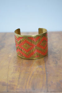 【送料無料】ブレスレット　アクセサリ―　ブレスレットオレンジカフbracelet brass orange woven brass large cuff
