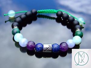 【送料無料】ブレスレット　アクセサリ―　ラピスアメジストレースメノウブレスレットマクラメヒーリングsagittarius lapis amethyst lace agate birthstone bracelet 69 macrame healing