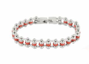 【貨物輸送無料】腕輪 付属物― ステンレススチールルビーバイクチェーンブレスレットｓｋwomens stainless steel red ruby july birth stone bike chain bracelet sk2214