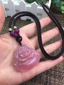 【貨物輸送無料】腕輪 付属物― 流行り物さくら色unique fashion natural pink chalcedony agate handcarved maitreya bodhisattva