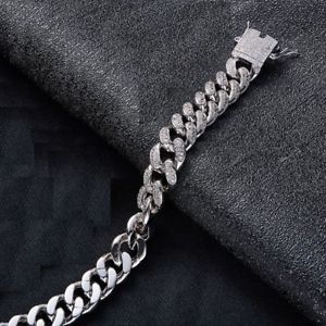 【送料無料】ブレスレット　アクセサリ&mdash;　シルバーアイスヒップホップインチマイアミチェーンリンクブレスレットsilver iced out hip hop 12mm 7inch miami curb chain link wrist bracelet 5ct cz｜hokushin 14,186円