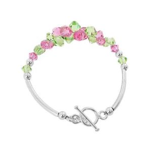 【送料無料】ブレスレット　アクセサリ&mdash;　スターリングシルバースワロフスキーエレメントピンクブレスレットインチsterling silver swarovski elements pink and green crystal bracelet 75 inch｜hokushin 14,386円