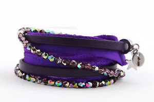 【送料無料】ブレスレット　アクセサリ―　ラップブレスレットシルクレザーパープルガラスビーズステンレスクラスプニースwrap bracelet silk leather purple glass beads stainless steel magnetic clasp nice 4u