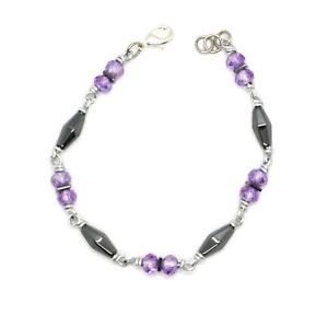 【送料無料】ブレスレット　アクセサリ&mdash;　アルミニウムヘマタイトクリスタルブレスレットbracelet the aluminium long 19 cm with hematite and crystal purple｜hokushin