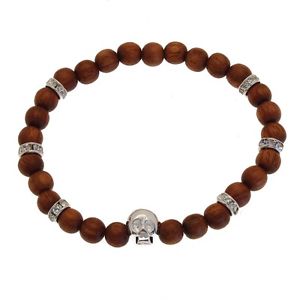【送料無料】ブレスレット　アクセサリ―　スカルブレスレットシルバークリスタルシルバースカルskull bracelet silver 925 wood bayong amp; crystal silver skull