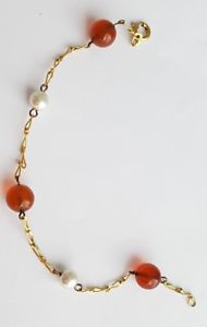 【送料無料】ブレスレット　アクセサリ―　ゴールドプレートブレスレットビーズ×gold plate bracelet and beads x19