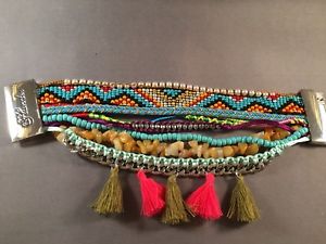 【送料無料】ブレスレット　アクセサリ&mdash;　flonaブレスレットmultiamp;plunder jewelry flona bracelet multicolored beads amp;tassels silver closure｜hokushin