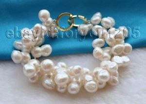 【送料無料】ブレスレット アクセサリ— ダブルパールブレスレット8 double genuine natural 10x17mm white twins pearl bracelet 14k f1673|hokushin