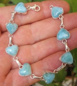 【貨物輸送無料】腕輪 付属物― larimar925スターリングbracelet ha27blue heart larimar stones 925 sterling silver  bracelet ha27