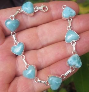 【貨物輸送無料】腕輪 添え物― larimar925スターリングbracelet ha26blue heart larimar stones 925 sterling silver  bracelet ha26