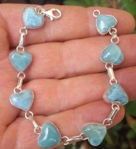 【貨物輸送無料】腕輪 付属物― larimar925スターリングbracelet ha16blue heart larimar stones 925 sterling silver  bracelet ha16
