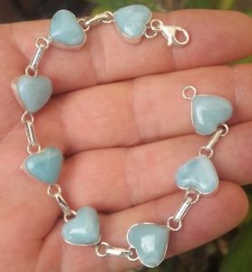 【貨物輸送無料】腕輪 付属物― larimar925スターリングbracelet ha11blue heart larimar stones 925 sterling silver  bracelet ha11