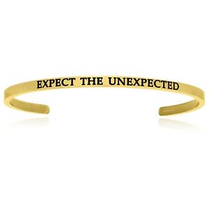 【貨物輸送無料】腕輪 佩び物― womensステンレスカフスブレスレットwomens cute yellow tone stainless steel expect the unexpected cuff bracelet