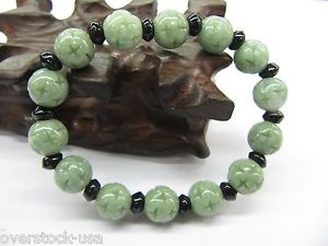 【送料無料】ブレスレット　アクセサリ―　グリーンビーズブレスレットnatural certified a grade jade jadeite 10mm carved green beads bracelet