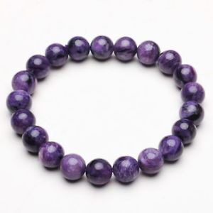 【送料無料】ブレスレット　アクセサリ―　クリスタルビーズブレスレットストレッチ93mm natural purple charoite crystal gemstone stretch beads bracelet zlbb035