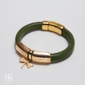 【送料無料】ブレスレット　アクセサリ&mdash;　トンボブレスレットdragonfly green leather bracelet｜hokushin