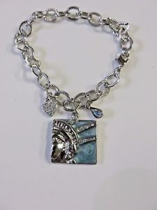 【送料無料】ブレスレット　アクセサリ―　リバティブレスレットリバティkirks folly silver liberty freedom statue of liberty charm bracelet nwt