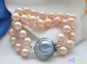 【送料無料】ブレスレット アクセサリ― ピンクパールブレスレットマベp4034 2row 8 12mm round pink pearl bracelet mabe
