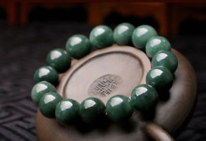 【送料無料】ブレスレット　アクセサリ―　ナチュラルビーズブレスレット15mm perfect chinese 100 a grade natural jade jadeite bean beads bracelet 22,350円