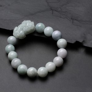 【送料無料】ブレスレット　アクセサリ―　ビーズブレスレットcertified natural handcarved pixiu whitegreen jadite beads bracelet jewelry