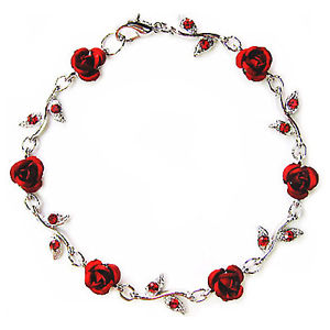 【送料無料】ブレスレット　アクセサリ―　スワロフスキークリスタルホットレッドローズブレスレットクリスマスw swarovski crystal hot red rose flower floral bridal wedding bracelet xmas gift
