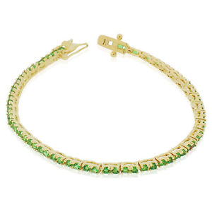 【送料無料】ブレスレット　アクセサリ―　スターリングシルバーラウンドテニスブレスレット925 sterling silver green emeraldtone round cz tennis bracelet, 7